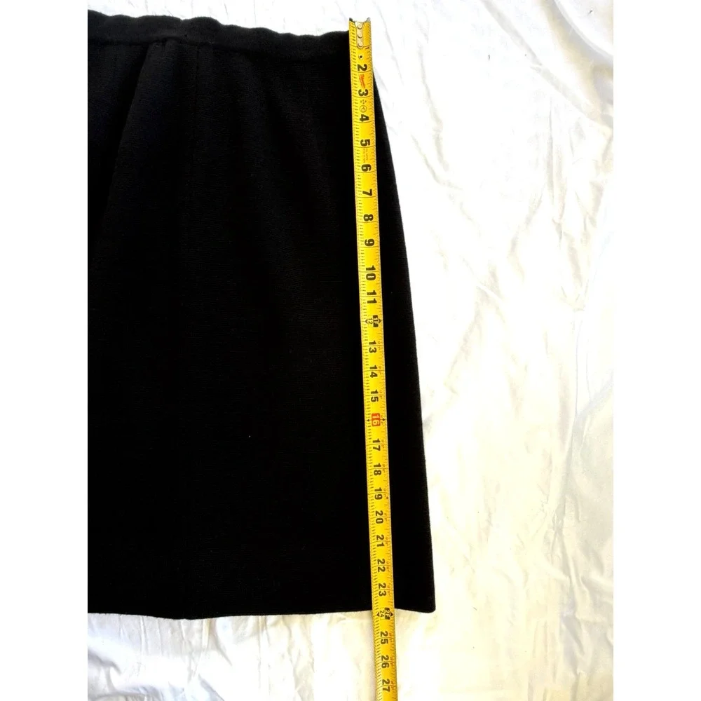 Vintage Palio Wool Skirt Black Knit  Knee Length Zipper Classic Made in Italy M